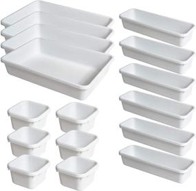 img 4 attached to 🗄️ 16-Piece Bathroom Drawer Organizers Set - Plastic Interlocking Tray for Desk, with 3 Sizes and Dividers - Storage Bins Container for Kitchen, Makeup, Office, Vanity, Bedroom Dresser