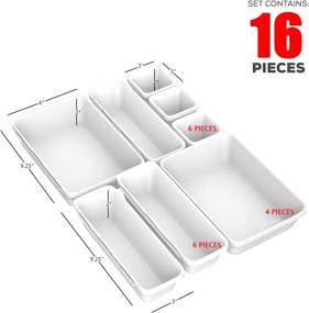 img 3 attached to 🗄️ 16-Piece Bathroom Drawer Organizers Set - Plastic Interlocking Tray for Desk, with 3 Sizes and Dividers - Storage Bins Container for Kitchen, Makeup, Office, Vanity, Bedroom Dresser