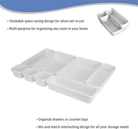 img 2 attached to 🗄️ 16-Piece Bathroom Drawer Organizers Set - Plastic Interlocking Tray for Desk, with 3 Sizes and Dividers - Storage Bins Container for Kitchen, Makeup, Office, Vanity, Bedroom Dresser