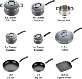 img 3 attached to T-fal E765SEFA Ultimate Hard Anodized Nonstick 14 Piece Cookware Set - Dishwasher Safe Pots and Pans, Black