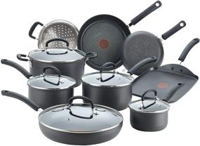 img 4 attached to T-fal E765SEFA Ultimate Hard Anodized Nonstick 14 Piece Cookware Set - Dishwasher Safe Pots and Pans, Black
