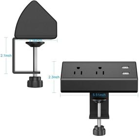 img 3 attached to USB 3A Fast Charge Power Strip Socket with 800J Surge Protector - Conference Desk Power Outlets, Clamp Mount, 6.5 ft Extension Cord, Connect 2 Plugs - Ideal for Home Office Reading