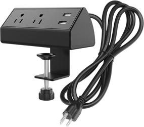 img 4 attached to USB 3A Fast Charge Power Strip Socket with 800J Surge Protector - Conference Desk Power Outlets, Clamp Mount, 6.5 ft Extension Cord, Connect 2 Plugs - Ideal for Home Office Reading