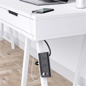 img 1 attached to USB 3A Fast Charge Power Strip Socket with 800J Surge Protector - Conference Desk Power Outlets, Clamp Mount, 6.5 ft Extension Cord, Connect 2 Plugs - Ideal for Home Office Reading