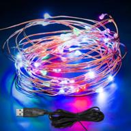 🌈 dix-rainbow multicolored fairy lights: 16.5ft 50 leds usb plug-in string lights for canopy, ip65 waterproof - perfect for christmas party, wedding, plants & wall decor logo