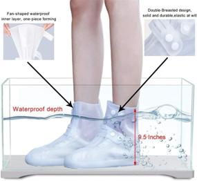 img 3 attached to 👞 Gray & White McBiuti Waterproof Rain Shoe Covers - Reusable Foldable Overshoes for Ankle High Top Boots, Non-Slip & Washable Protection