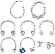 👃 d.bella fake nose rings hoop clip on - stylish stainless steel piercing jewelry for women and men logo