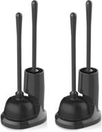 🚽✨ efficient bathroom cleaning set: uptronic toilet plunger and brush combo with modern caddy stand (black, 2 set) logo