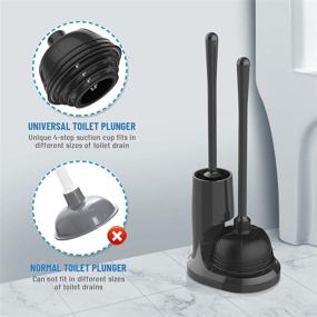 img 2 attached to 🚽✨ Efficient Bathroom Cleaning Set: uptronic Toilet Plunger and Brush Combo with Modern Caddy Stand (Black, 2 Set)