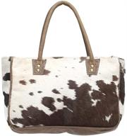 👜 myra bags bucket genuine leather animal print tote - brown, tan, khaki - one size logo