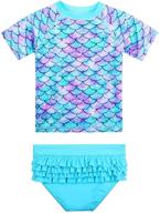 xfgirls girls swimsuit: cute and safe toddler girl two piece long sleeve bathing suit with upf 50+ for swimming and swimwear logo