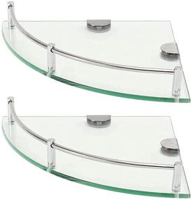 img 4 attached to 🛁 TUDO 2-Tier Bathroom Glass Corner Shelf - Wall Mounted Tempered Glass Shelf for Storing Seasoning Bottles, Brushes, Shower Gel, Soap, Shampoo