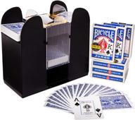 🃏 brybelly 6-deck shuffler and 6 jumbo index bicycle decks - battery-operated electric shuffle machine bundled with customizable cards - ideal for home &amp; casino tournaments, classic poker, &amp; trading card games логотип