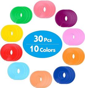 img 3 attached to Vantasii 30 Pack Color-Coded Round Clothing Size Closet Rack Divider 👚 Hangers Set in 10 Colors with 1 Marker (Outer 3.5-inch, Inner 1.38-inch Diameter)