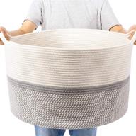 🧺 chicvita xxl extra large cotton rope woven basket - stylish throw blanket storage, decorative clothes hamper with handles - 22'' x 22'' x 14'' logo