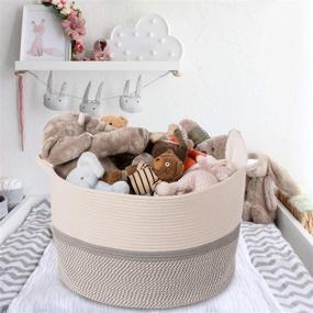 img 1 attached to 🧺 CHICVITA XXL Extra Large Cotton Rope Woven Basket - Stylish Throw Blanket Storage, Decorative Clothes Hamper with Handles - 22'' x 22'' x 14''