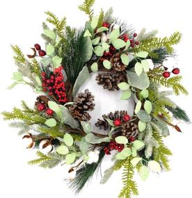 img 4 attached to 🎄 Enhance Your Holiday Décor with the Idyllic 22 Inches Christmas-Vibe Wreath: Perfect for Front Door, Wall, Window, or Party Display