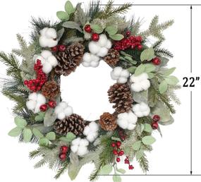 img 3 attached to 🎄 Enhance Your Holiday Décor with the Idyllic 22 Inches Christmas-Vibe Wreath: Perfect for Front Door, Wall, Window, or Party Display