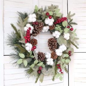 img 1 attached to 🎄 Enhance Your Holiday Décor with the Idyllic 22 Inches Christmas-Vibe Wreath: Perfect for Front Door, Wall, Window, or Party Display