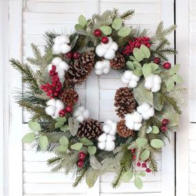 img 2 attached to 🎄 Enhance Your Holiday Décor with the Idyllic 22 Inches Christmas-Vibe Wreath: Perfect for Front Door, Wall, Window, or Party Display