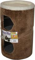 🐱 premium classy kitty 27" 2-story cat condo: luxurious sheepskin bed included! (color variation available) logo