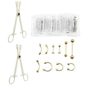 img 4 attached to 😃 36Pcs Autdor Professional Body Piercing Kit - Steel Ear Piercing Needles (12G, 14G, 16G, 18G, 20G) with Piercing Clamps, Belly Ring, Tongue, Tragus, Nipple, Nose, and Cotton Pad