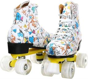 img 2 attached to High Top Graffiti Printed Double Row Four Wheels Sports & Fitness