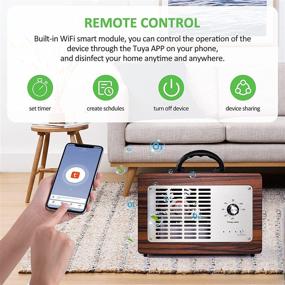 img 4 attached to 🌬️ COOLOUS Ozone Generator Air Purifier with Smart Control (Tuya app), Ionizer &amp; Deodorizer -Purifies Up to 145ft3/h Ion and 10000mg/h Ozone Output -Ideal for Eliminating Dust, Pollen, Pet Dander &amp; Smoke (Smart Control via Tuya App)