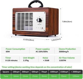 img 1 attached to 🌬️ COOLOUS Ozone Generator Air Purifier with Smart Control (Tuya app), Ionizer &amp; Deodorizer -Purifies Up to 145ft3/h Ion and 10000mg/h Ozone Output -Ideal for Eliminating Dust, Pollen, Pet Dander &amp; Smoke (Smart Control via Tuya App)
