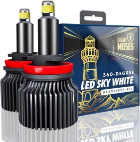 img 4 attached to 🔆 Light Moses H11/H9/H8 LED Headlight Bulbs 360-Degree Elite 6,000K Sky White 10,000lm Super Bright 70W Headlight Conversion Kits: Illuminate the Road with Style and Safety