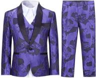 stylish swotgdoby boys tuxedo suit: elegant jacquard dress with 3-piece blazer, vest, and pants logo