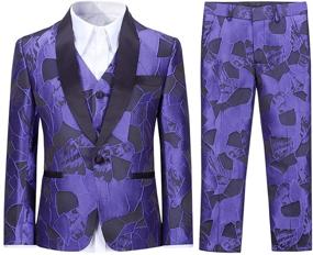 img 4 attached to Stylish SWOTGdoby Boys Tuxedo Suit: Elegant Jacquard Dress with 3-Piece Blazer, Vest, and Pants