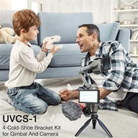 img 1 attached to 📷 USKEYVISION UVCS1 Triple Cold-Shoe Mount Bracket Kit for Camera & Gimbal: 180° Roll, Microphone & Video Light Mount, Dual 1/4in Thread - Compatible with All DSLR Cameras & Gimbals