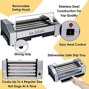 img 1 attached to 🌭 La Trevitt Hot Dog Roller: Commercial-Grade Sausage Grill Cooker Machine for Family Use with 6 Hot Dog Capacity