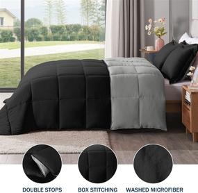 img 1 attached to 🛏️ Lovtex King Bed Comforter Set - Reversible Black/Grey Microfiber Comforter - 3-Piece Down Alternative Set with 2 Pillow Shams
