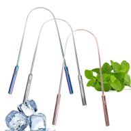 👅 set of 3 surgical grade stainless steel tongue scrapers for optimal tongue cleaning and fresh breath logo