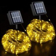 🌞 yeguo solar rope lights, waterproof leds, 2 pack 33ft each with 100 led, pvc tube warm white fairy string lights for outdoor pool balcony tree garden yard fence party walkway path logo