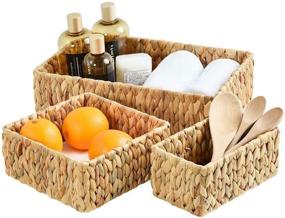 img 4 attached to 🧺 FairyHaus Hand Woven Wicker Baskets Set - Stylish and Functional Storage Solution for Pantry, Closet, and Shelf Organization