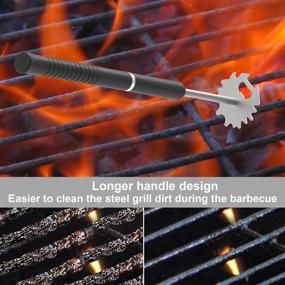 img 3 attached to 🔥 TANiCOO Universal BBQ Grill Scraper: 16.5" Long Handle Barbecue Cleaner with Stainless Steel Tools, Fits Most Grills