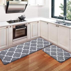img 4 attached to 🏠 KMAT Kitchen Rugs and Mats [2PCS] Highly Absorbent Microfiber Kitchen Mat Non-Slip, Machine Washable Runner for Floors, Kitchen, Bathrooms, Sinks, Offices, Laundry - Size 17.3"x28"+17.3"x47", Color: Grey