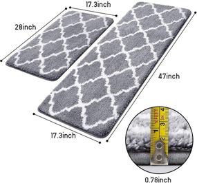 img 3 attached to 🏠 KMAT Kitchen Rugs and Mats [2PCS] Highly Absorbent Microfiber Kitchen Mat Non-Slip, Machine Washable Runner for Floors, Kitchen, Bathrooms, Sinks, Offices, Laundry - Size 17.3"x28"+17.3"x47", Color: Grey