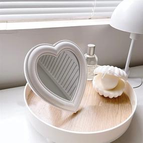 img 3 attached to 🪞 Heart Mirror: Stylish White Cosmetic Mirror for Wall, Desktop, and Bedroom