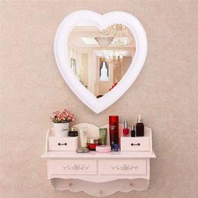 img 1 attached to 🪞 Heart Mirror: Stylish White Cosmetic Mirror for Wall, Desktop, and Bedroom