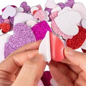 img 2 attached to ❤️ Whaline 195-Piece Valentine's Foam Heart Set with 25 Large Self-Adhesive Heart Stickers, 150 Glitter Heart Stickers, 16 Cutout Heart Cup Pads, 7 Red Hearts, and 1 String for DIY Crafts and Home Decorations