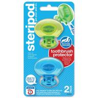 steripod clip-on toothbrush protector: safeguard your brush with green and blue, 2 count logo