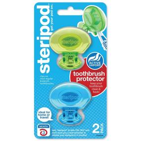 img 4 attached to Steripod Clip-On Toothbrush Protector: Safeguard Your Brush with Green and Blue, 2 Count