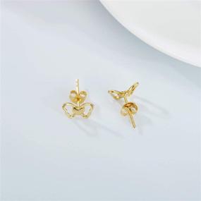 img 1 attached to 🦋 Exquisite 14K Solid Yellow Gold Butterfly Heart Earrings: Real Gold Studs for Women & Girls - Elegant Love Jewelry