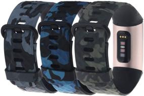 img 4 attached to Chofit Replacement Bands - Compatible with Fitbit Charge 4/3 - Floral, Camouflage & Leopard Print Wristbands - Silicone - Women & Men - Small & Large - 3-Pack