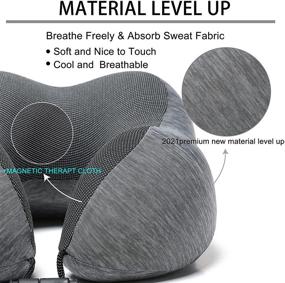 img 2 attached to 💤 Ultimate Travel Pillow Set: Memory Foam Neck Pillow with Cooling Cover, 3D Eye Mask, Ear Plugs, and Organizer Bag - Machine Washable - Grey/Blue (Grey)