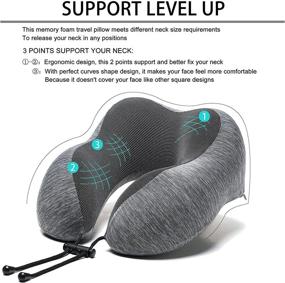 img 3 attached to 💤 Ultimate Travel Pillow Set: Memory Foam Neck Pillow with Cooling Cover, 3D Eye Mask, Ear Plugs, and Organizer Bag - Machine Washable - Grey/Blue (Grey)